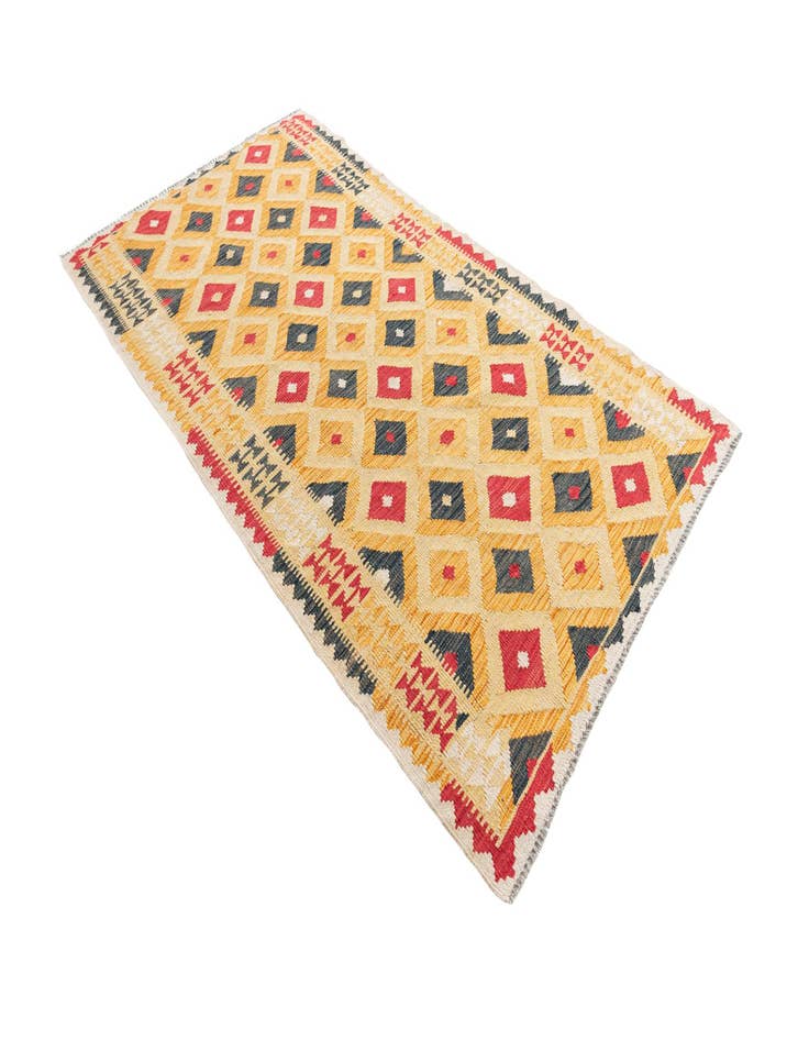 Detail image of  3' 7 x 6' 7  Hand Woven Kilim Maymana Wool Rug