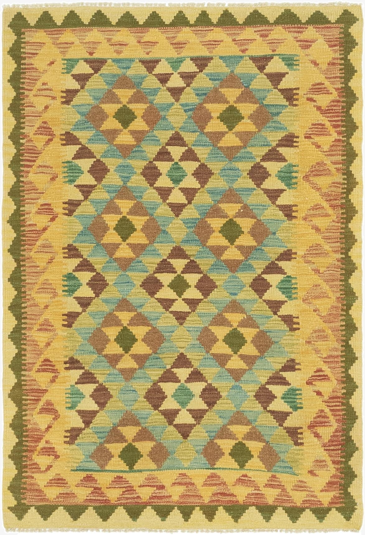  3' 5 x 5'  Hand Woven Kilim Maymana Wool Rug