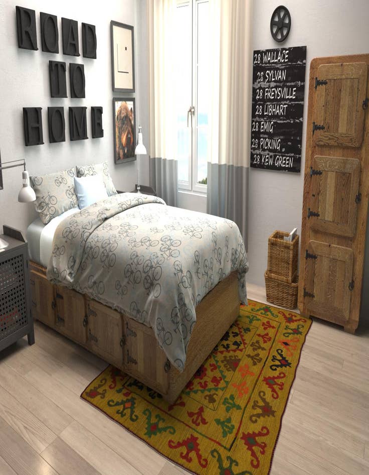 Detail image of  5' x 6' 6  Hand Woven Kilim Suzani Wool Rug