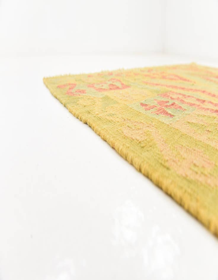 Detail image of  4' 6 x 6' 5  Hand Woven Kilim Waziri Wool Rug