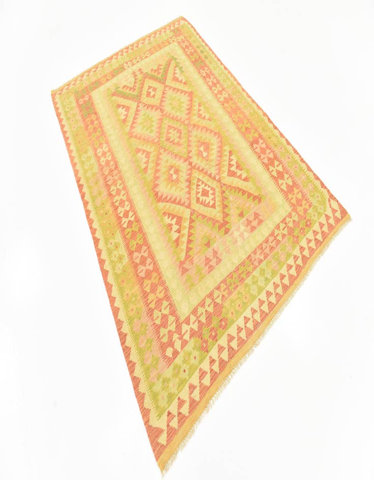 Detail image of  4' 7 x 6' 7  Hand Woven Kilim Waziri Wool Rug