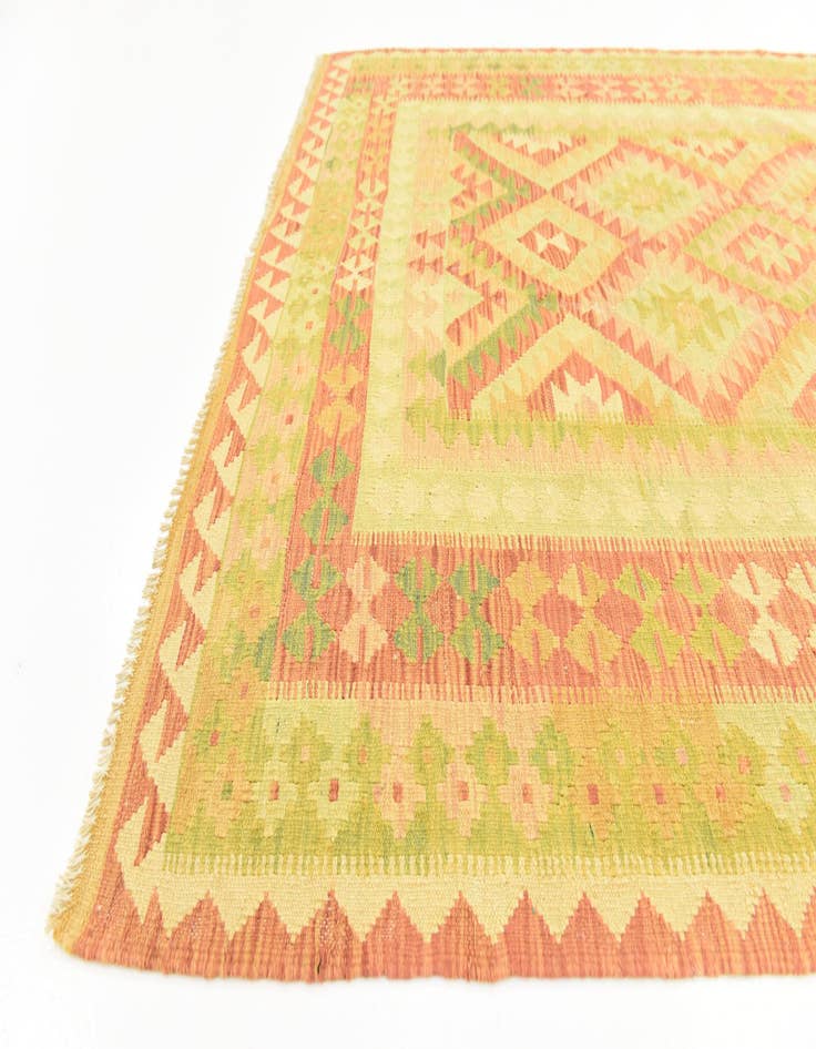 Detail image of  4' 7 x 6' 7  Hand Woven Kilim Waziri Wool Rug