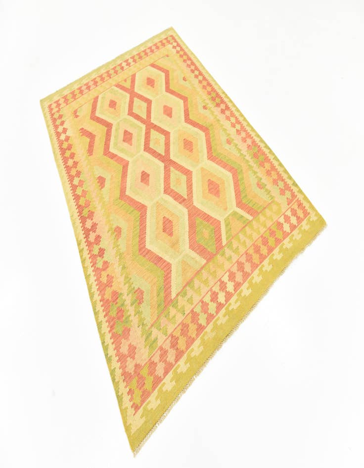 Detail image of  4' 9 x 6' 5  Hand Woven Kilim Waziri Wool Rug