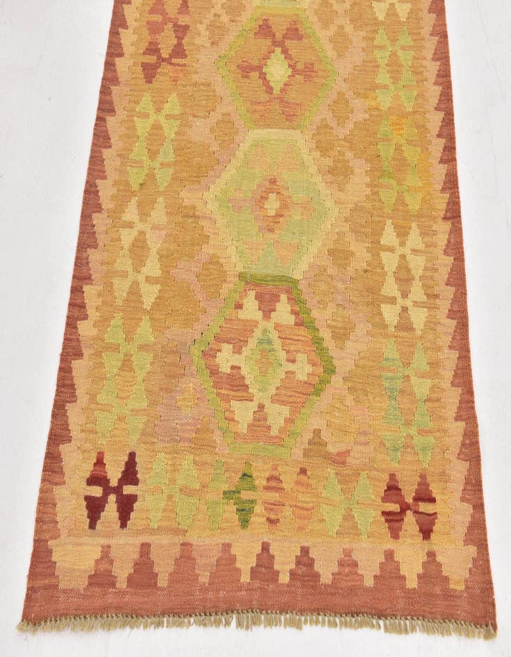 Detail image of  3' 2 x 5'  Hand Woven Kilim Waziri Wool Rug