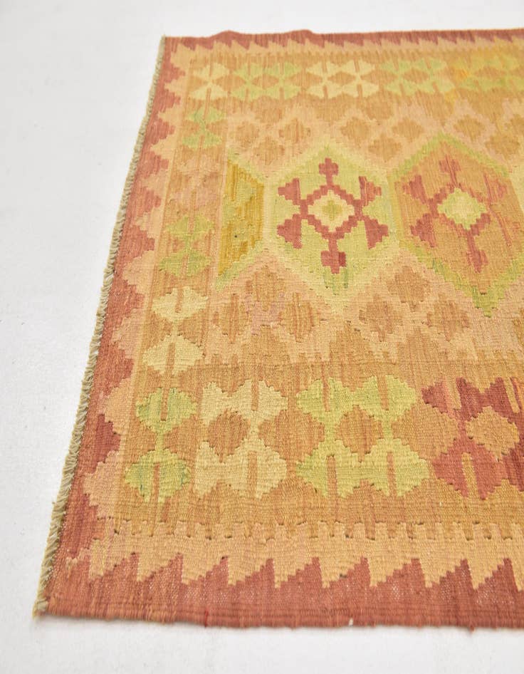 Detail image of  3' 2 x 5'  Hand Woven Kilim Waziri Wool Rug