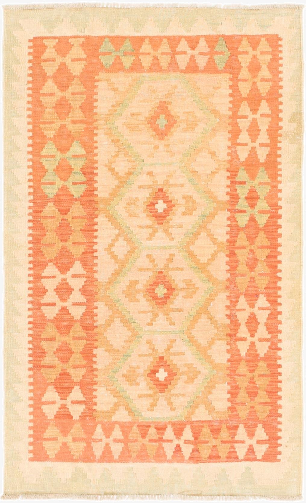  3' x 4' 9  Hand Woven Kilim Waziri Wool Rug