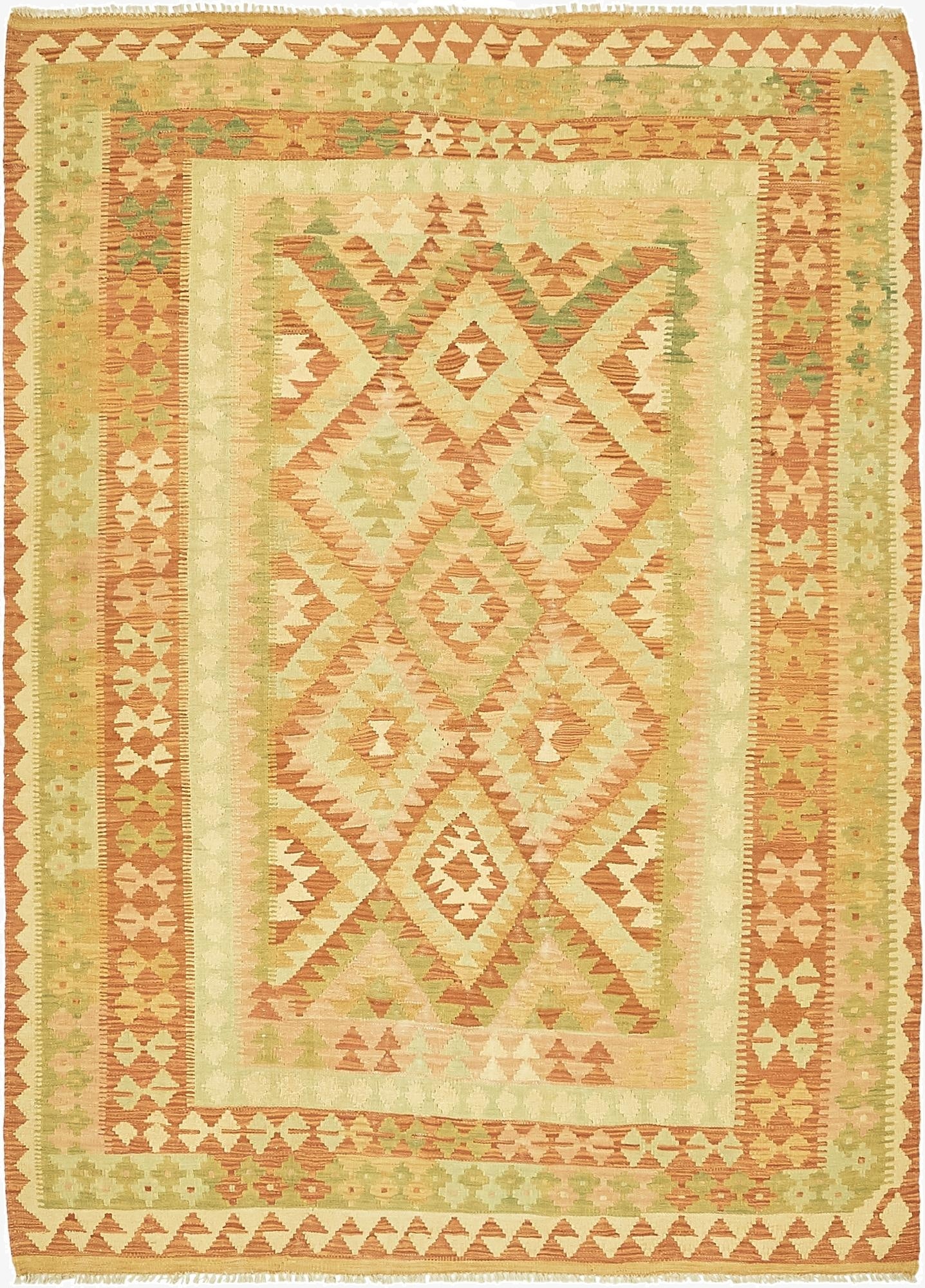  4' 7 x 6' 7  Hand Woven Kilim Waziri Wool Rug