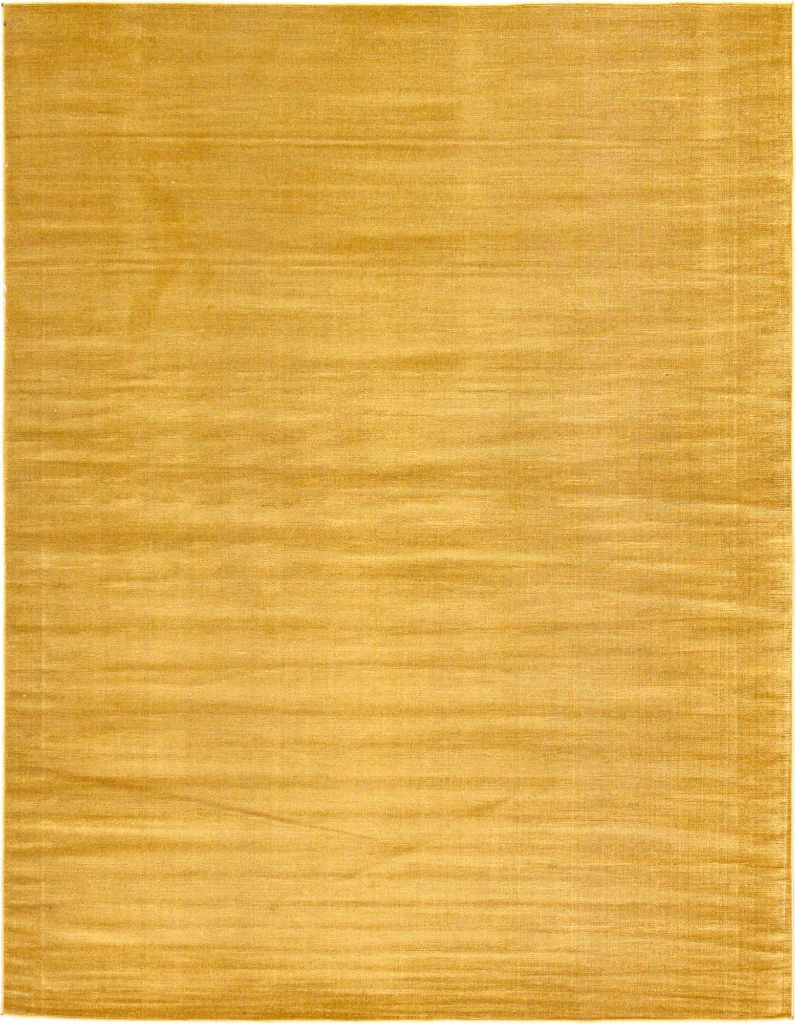 A large 8x10 rectangular SoHo rug in a solid golden yellow hue, featuring a flat pile texture.