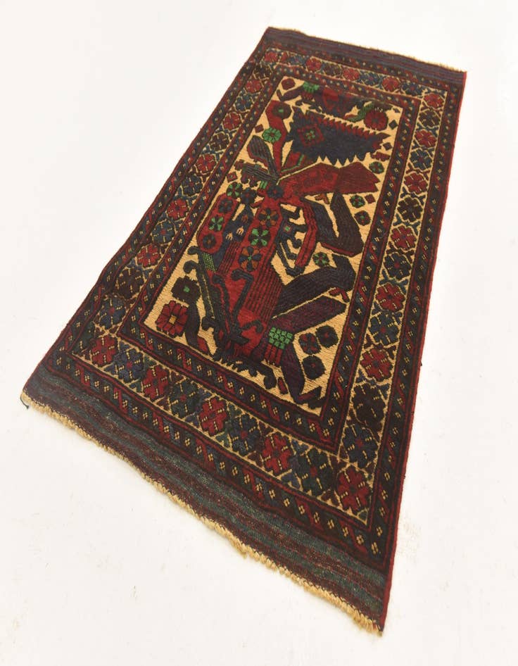 Detail image of  2' 6 x 4' 1  Hand Knotted Sumak Wool Rug