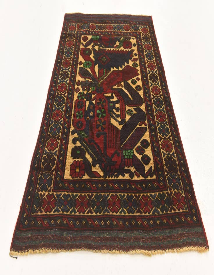 Detail image of  2' 6 x 4' 1  Hand Knotted Sumak Wool Rug