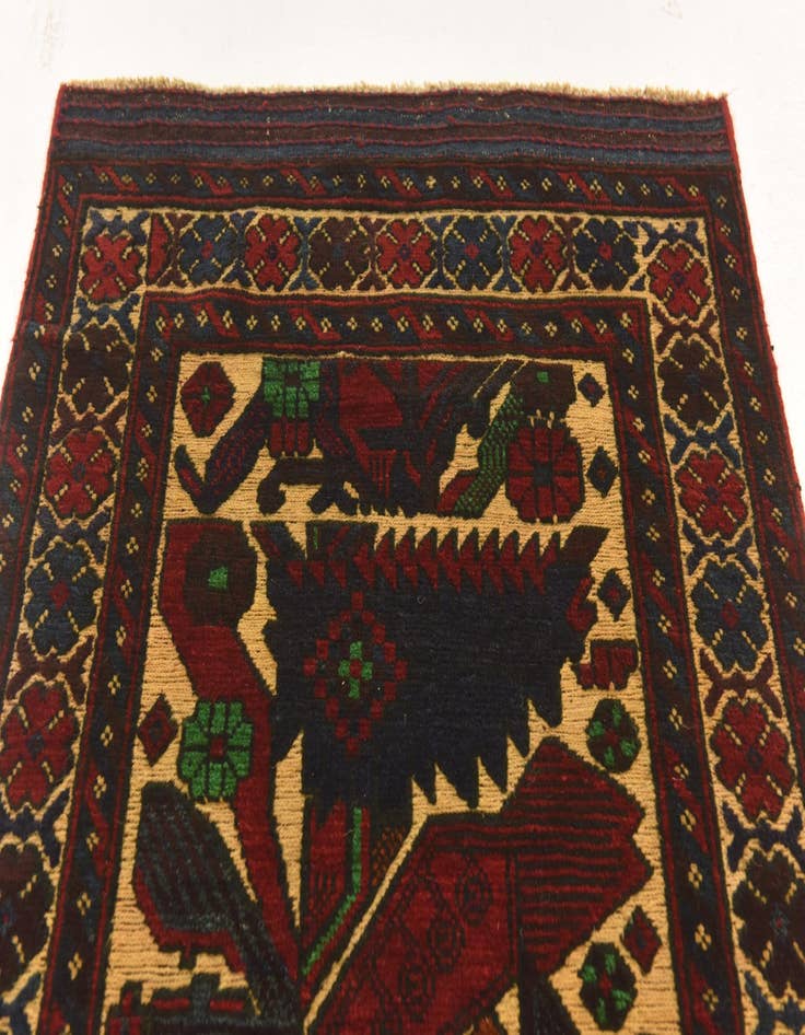 Detail image of  2' 6 x 4' 1  Hand Knotted Sumak Wool Rug