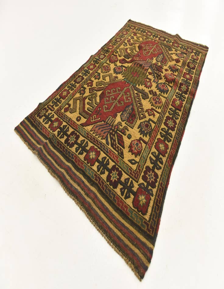 Detail image of  3' 3 x 5' 3  Hand Knotted Sumak Wool Rug