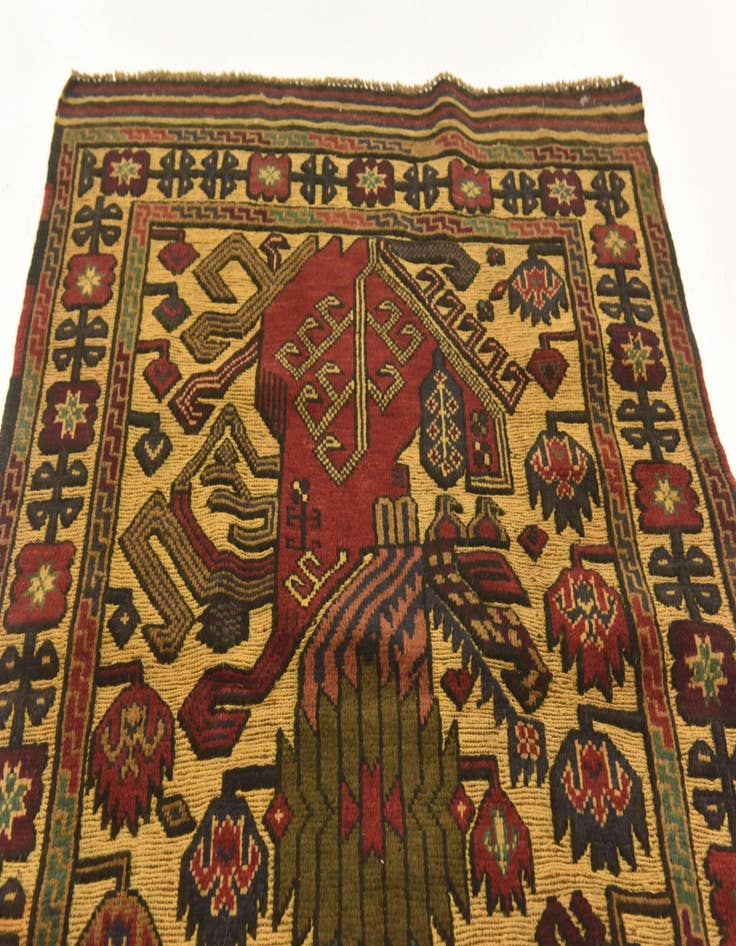 Detail image of  3' 3 x 5' 3  Hand Knotted Sumak Wool Rug