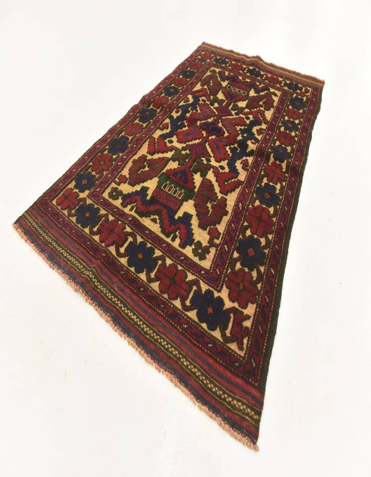 Detail image of  2' 11 x 4' 9  Hand Knotted Sumak Wool Rug