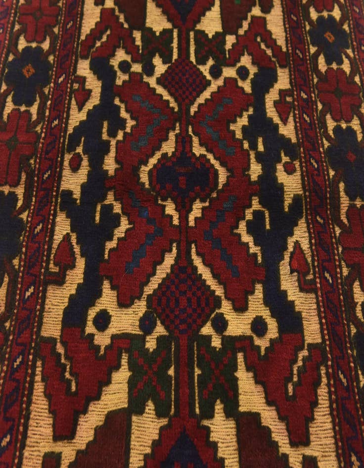 Detail image of  2' 11 x 4' 9  Hand Knotted Sumak Wool Rug