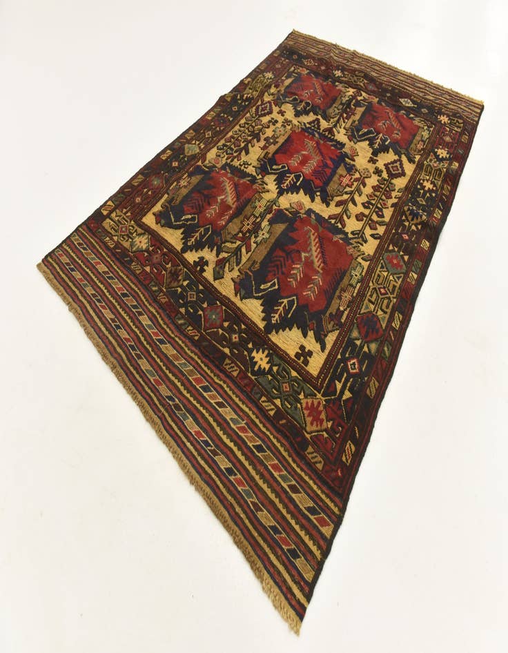 Detail image of  4' x 6' 6  Hand Knotted Sumak Wool Rug