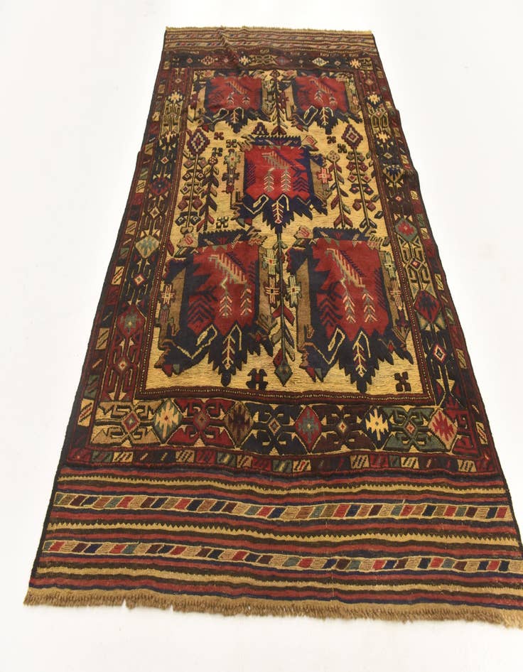 Detail image of  4' x 6' 6  Hand Knotted Sumak Wool Rug