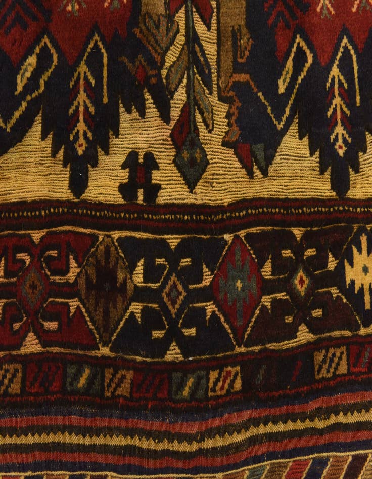 Detail image of  4' x 6' 6  Hand Knotted Sumak Wool Rug