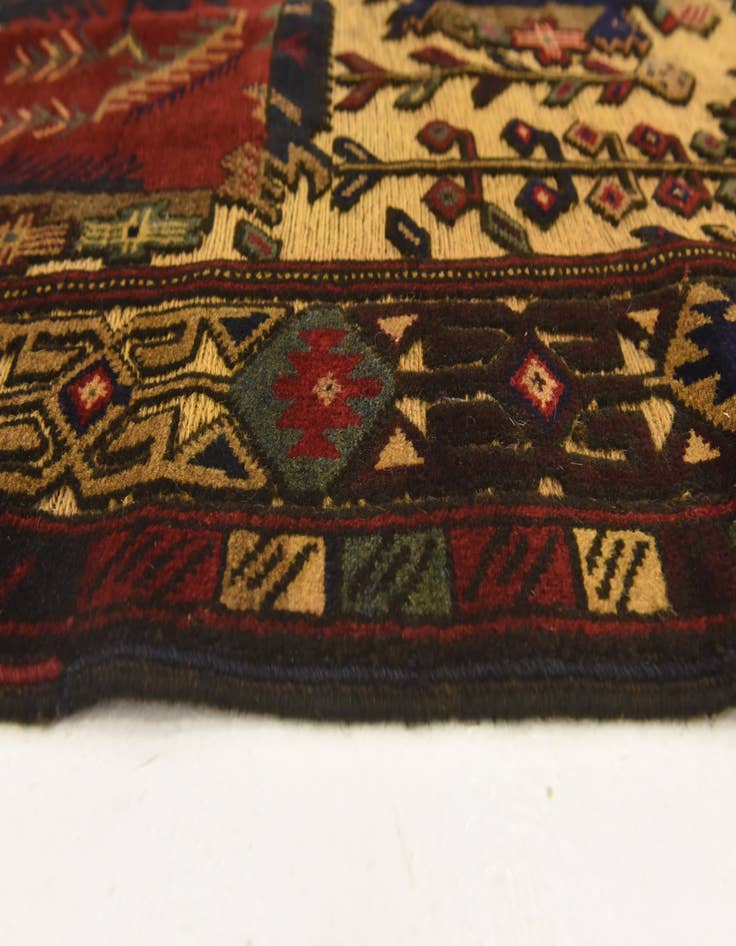 Detail image of  4' x 6' 6  Hand Knotted Sumak Wool Rug