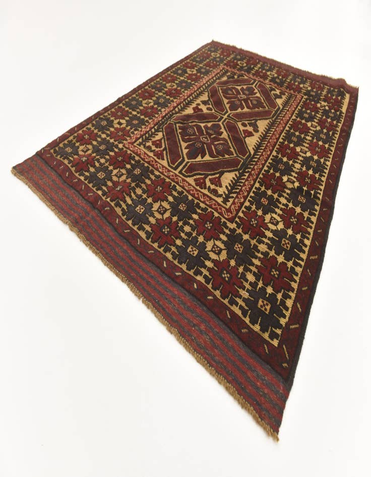 Detail image of  4' 5 x 6' 4  Hand Knotted Sumak Wool Rug