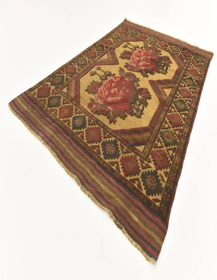 Detail image of  4' 3 x 6' 2  Hand Knotted Sumak Wool Rug