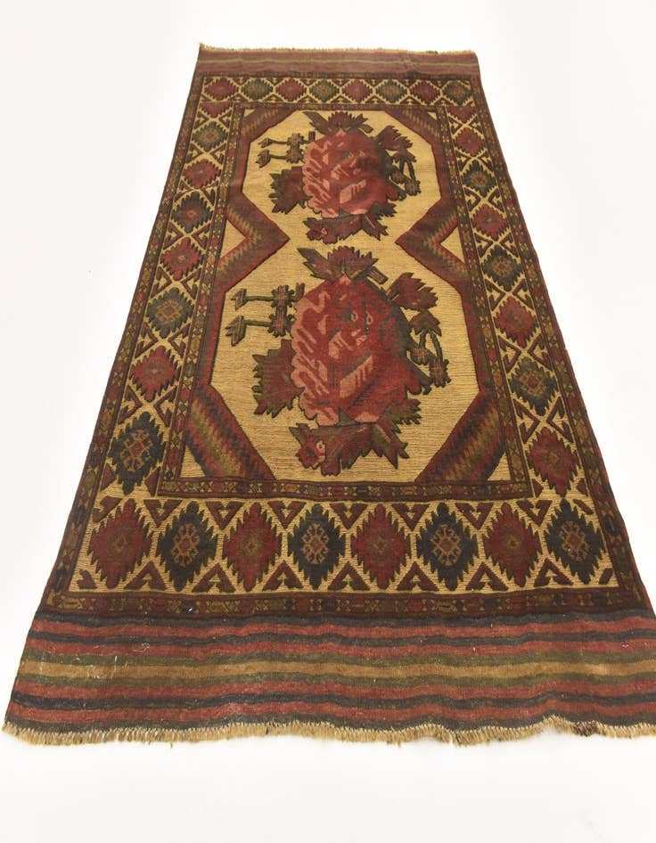 Detail image of  4' 3 x 6' 2  Hand Knotted Sumak Wool Rug