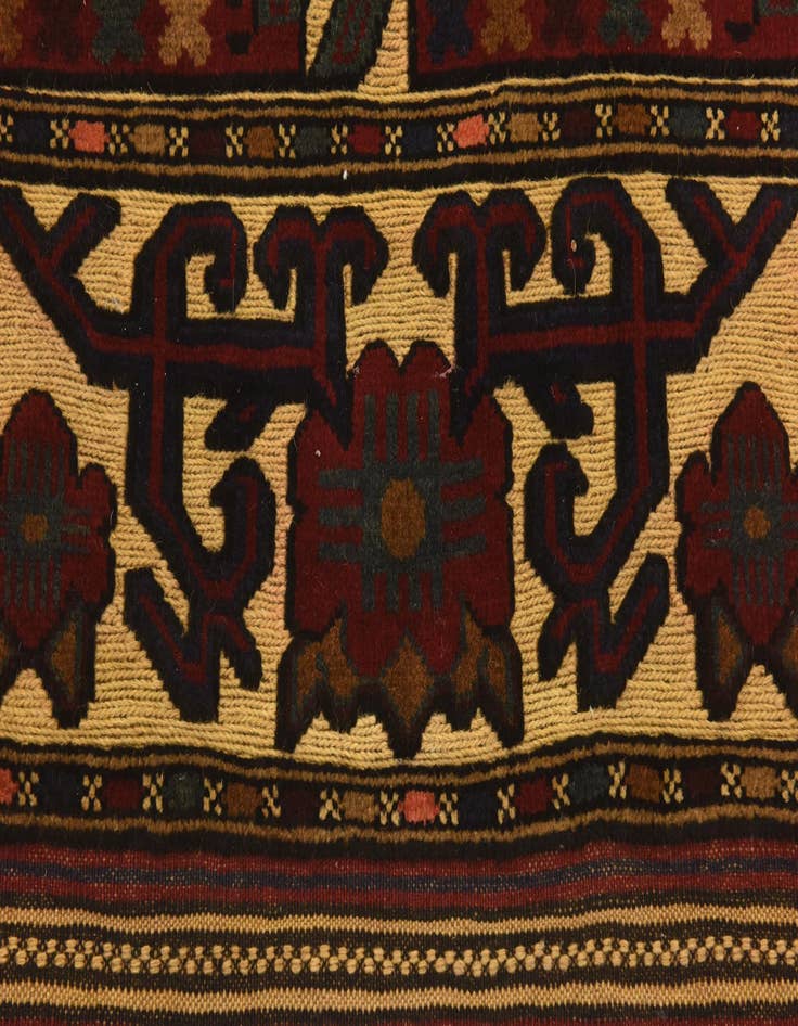 Detail image of  4' x 6' 1  Hand Knotted Sumak Wool Rug