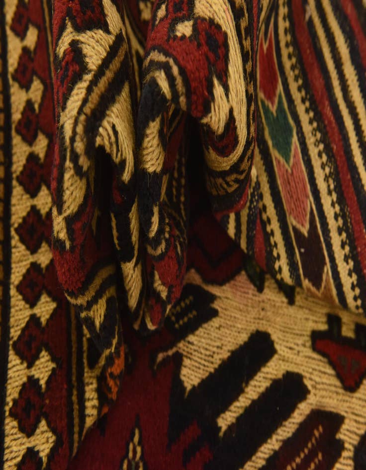 Detail image of  4' 3 x 6' 4  Hand Knotted Sumak Wool Rug