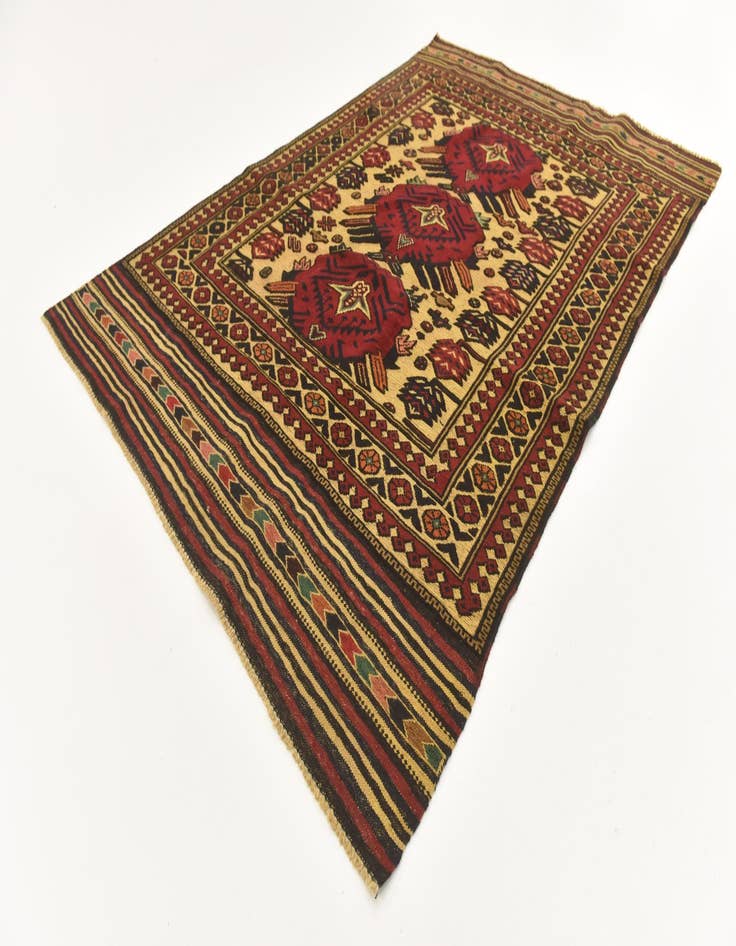 Detail image of  4' 3 x 6' 4  Hand Knotted Sumak Wool Rug