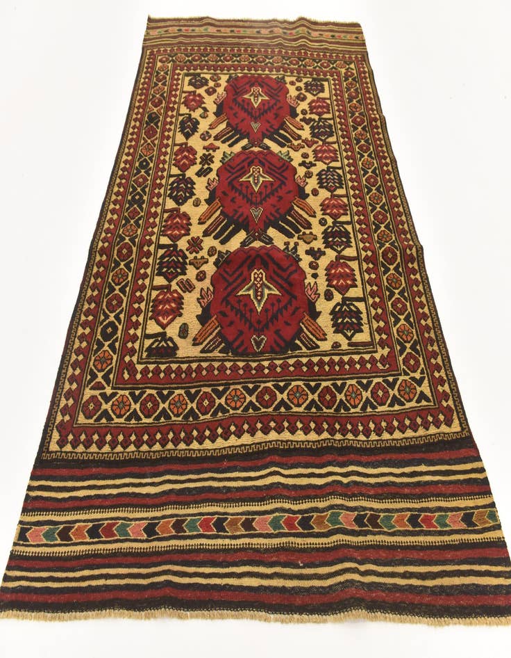 Detail image of  4' 3 x 6' 4  Hand Knotted Sumak Wool Rug