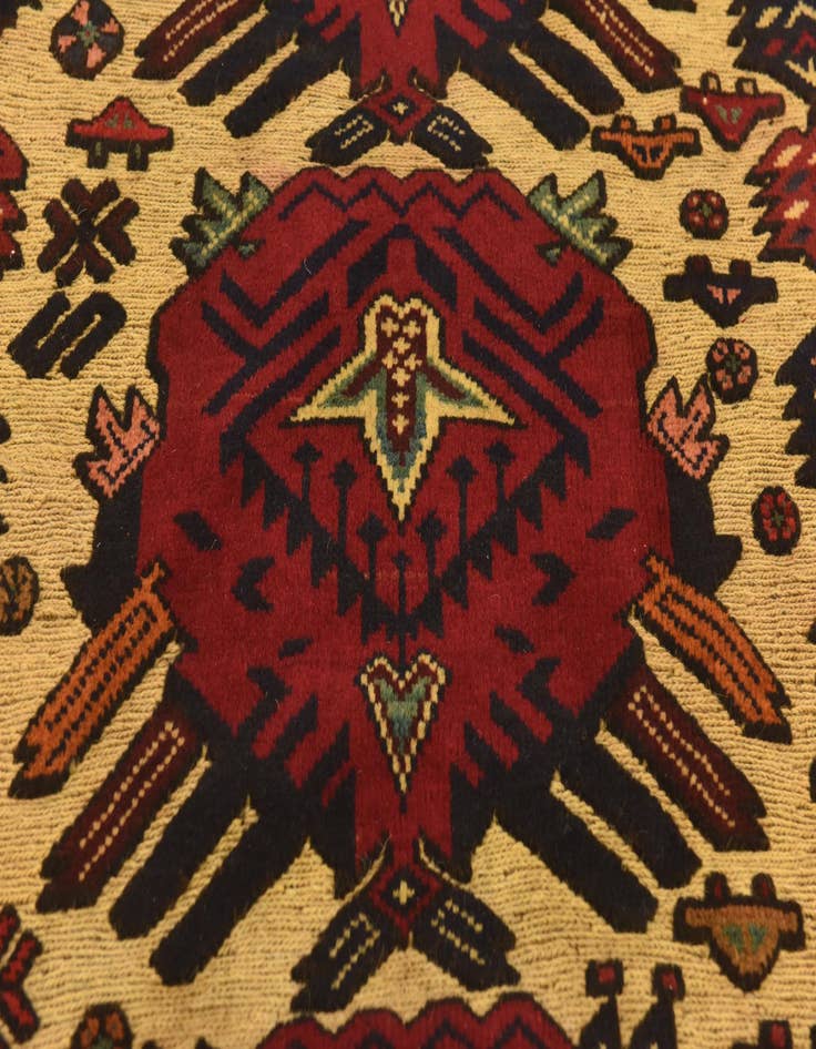 Detail image of  4' 3 x 6' 4  Hand Knotted Sumak Wool Rug