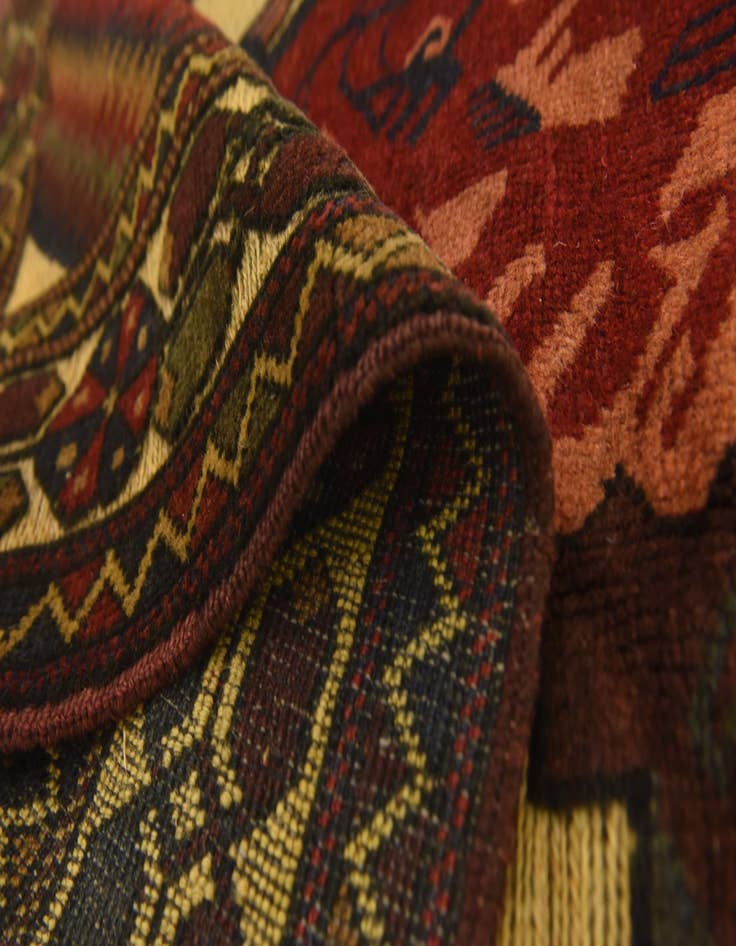 Detail image of  4' 2 x 6' 1  Hand Knotted Sumak Wool Rug