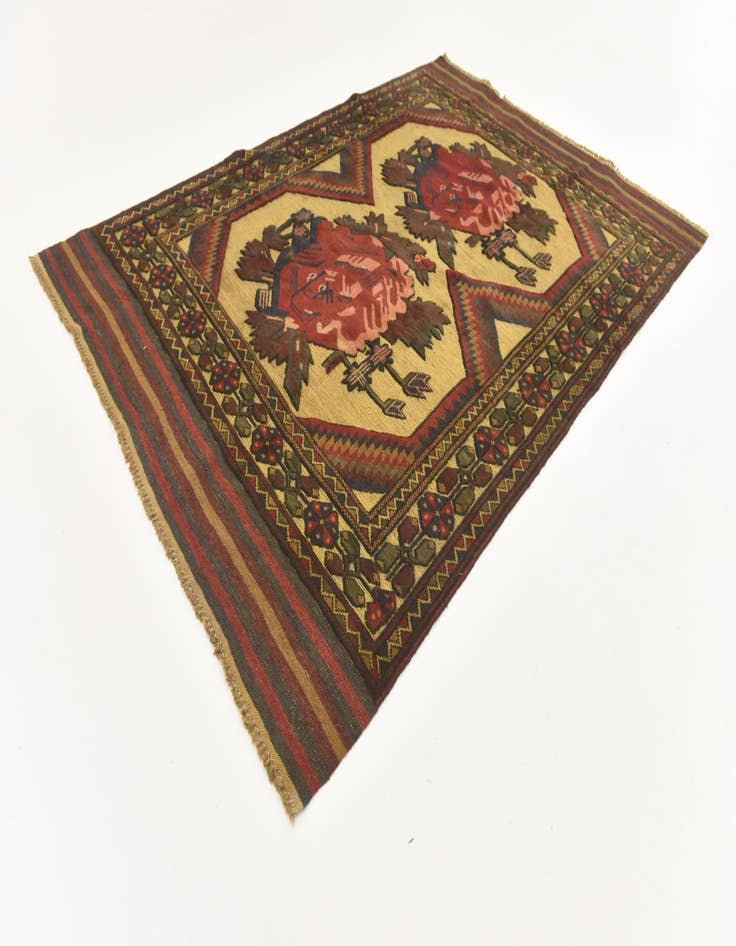 Detail image of  4' 2 x 6' 1  Hand Knotted Sumak Wool Rug