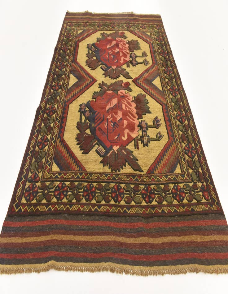 Detail image of  4' 2 x 6' 1  Hand Knotted Sumak Wool Rug