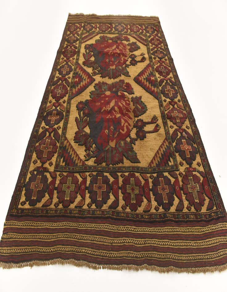 Detail image of  4' 3 x 6' 2  Hand Knotted Sumak Wool Rug