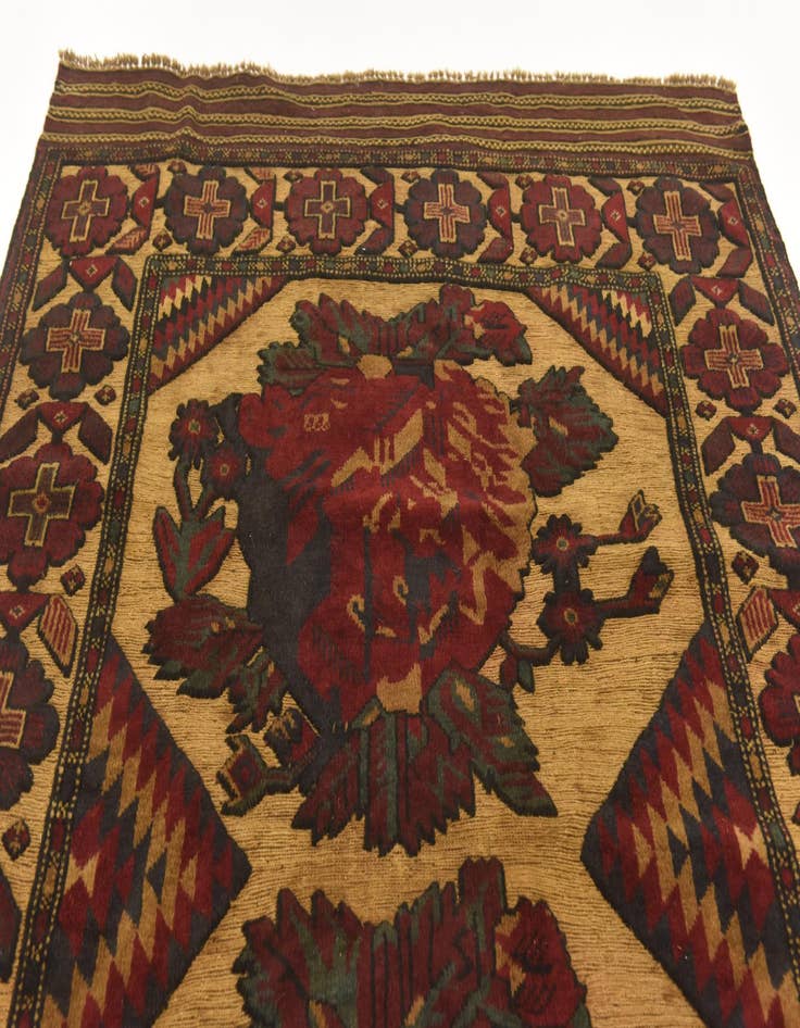 Detail image of  4' 3 x 6' 2  Hand Knotted Sumak Wool Rug