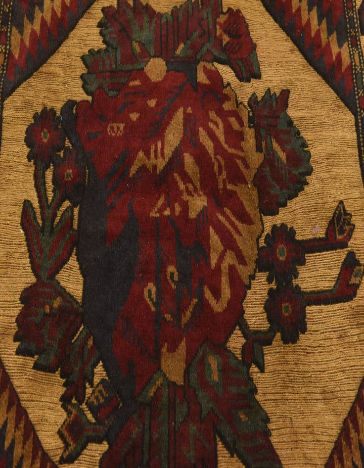 Detail image of  4' 3 x 6' 2  Hand Knotted Sumak Wool Rug