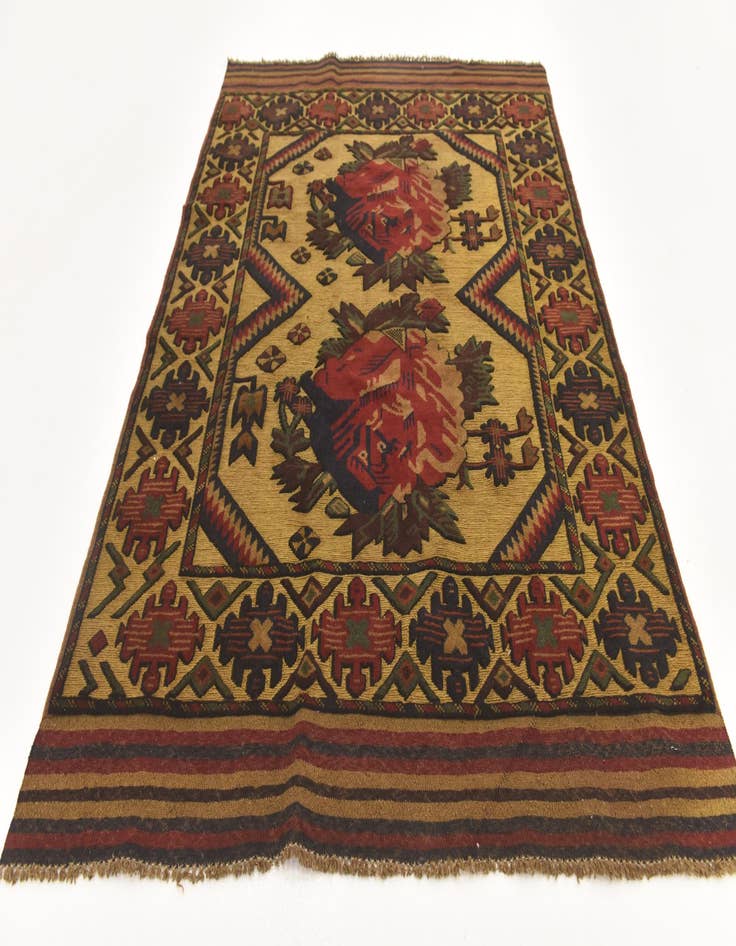 Detail image of  4' x 5' 11  Hand Knotted Sumak Wool Rug