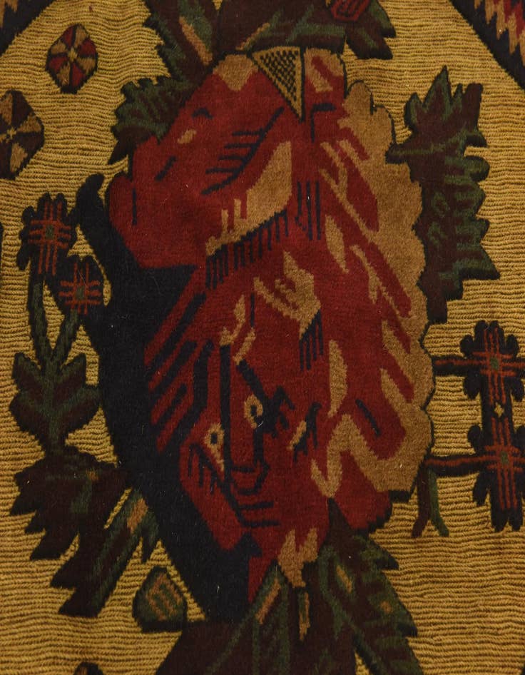 Detail image of  4' x 5' 11  Hand Knotted Sumak Wool Rug