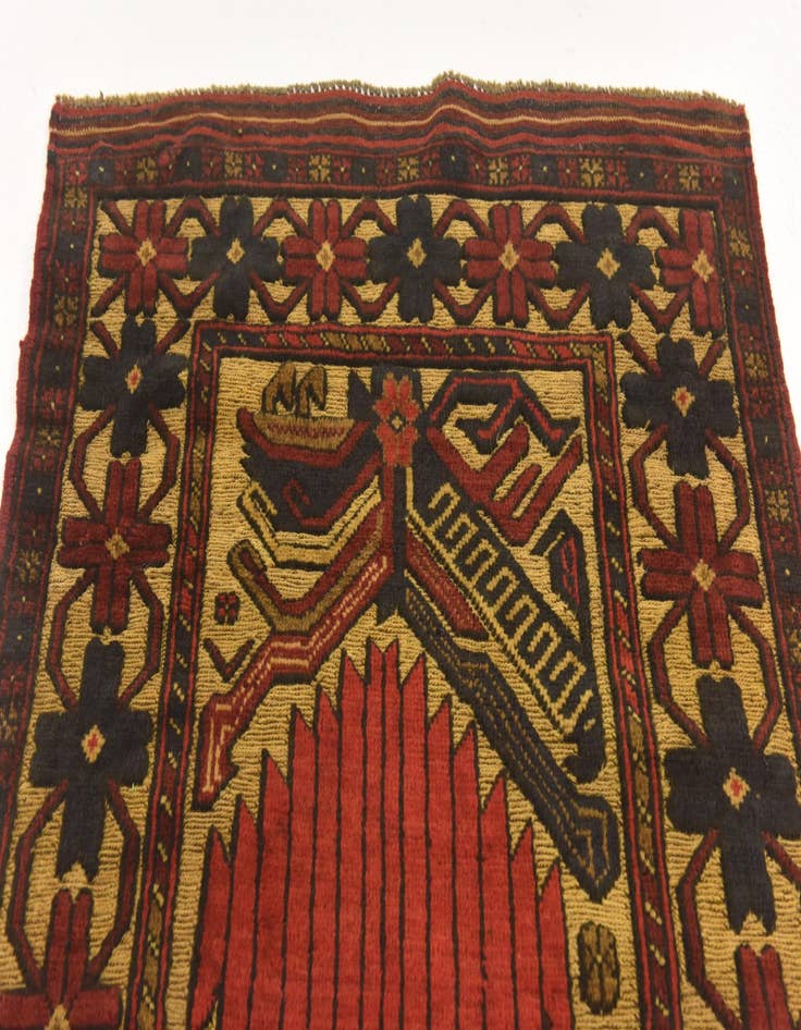 Detail image of  2' 8 x 4' 1  Hand Knotted Sumak Wool Rug