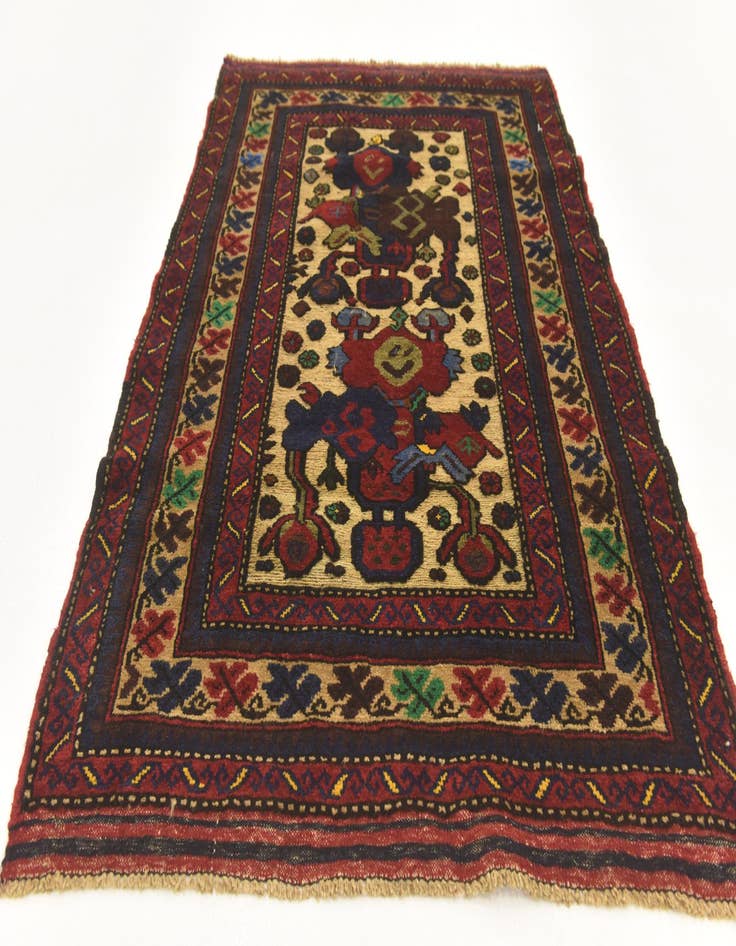 Detail image of  2' 11 x 4' 3  Hand Knotted Sumak Wool Rug