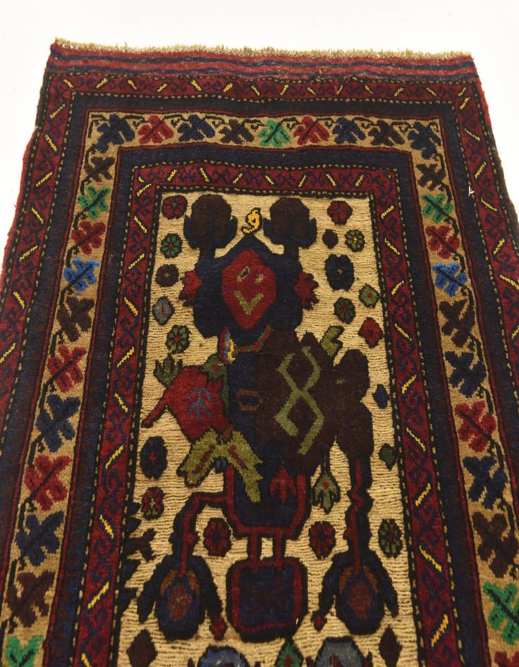 Detail image of  2' 11 x 4' 3  Hand Knotted Sumak Wool Rug