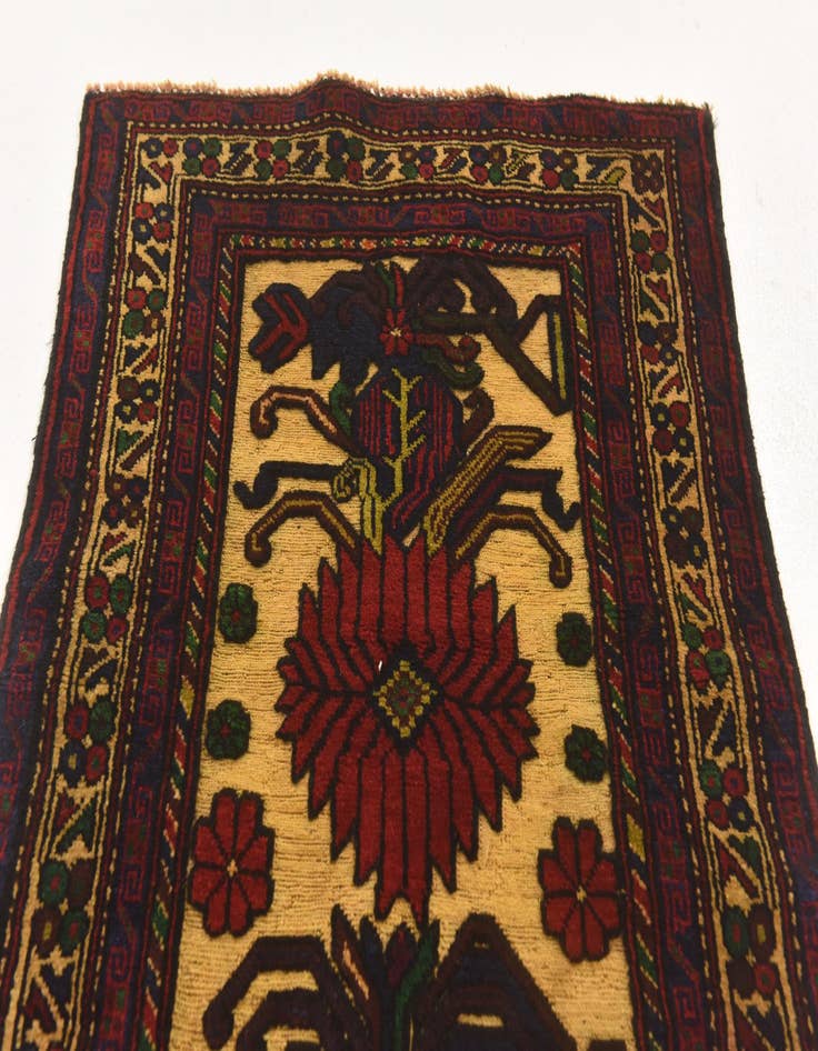 Detail image of  2' 8 x 4' 11  Hand Knotted Sumak Wool Rug