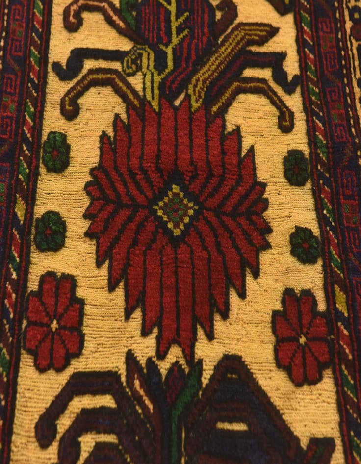 Detail image of  2' 8 x 4' 11  Hand Knotted Sumak Wool Rug