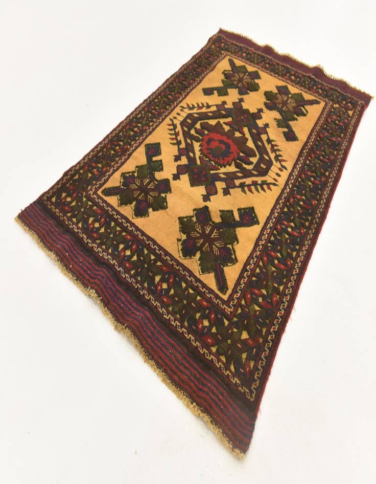 Detail image of  2' 10 x 4' 4  Hand Knotted Sumak Wool Rug