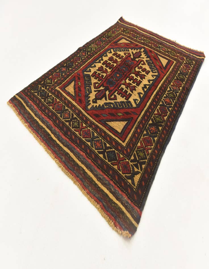 Detail image of  3' 1 x 4' 4  Hand Knotted Sumak Wool Rug