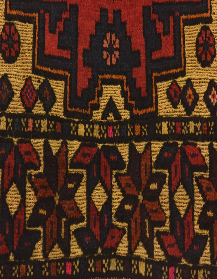 Detail image of  2' 8 x 4' 5  Hand Knotted Sumak Wool Rug