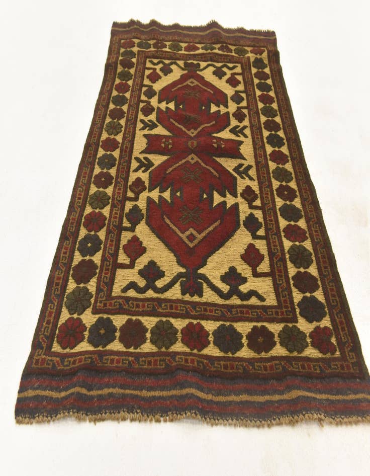 Detail image of  2' 10 x 4' 7  Hand Knotted Sumak Wool Rug