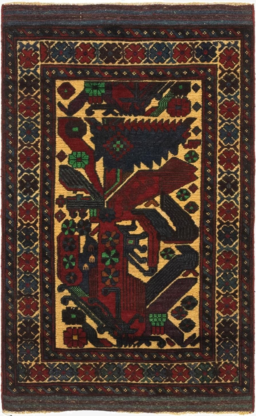  2' 6 x 4' 1  Hand Knotted Sumak Wool Rug