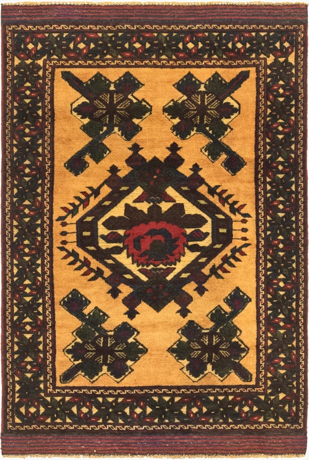 2' 10 x 4' 4  Hand Knotted Sumak Wool Rug